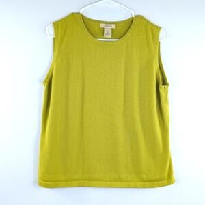 Bechamel XL Sleeveless Knit Tank Sweater Pullover Cotton Hong Kong Green Top